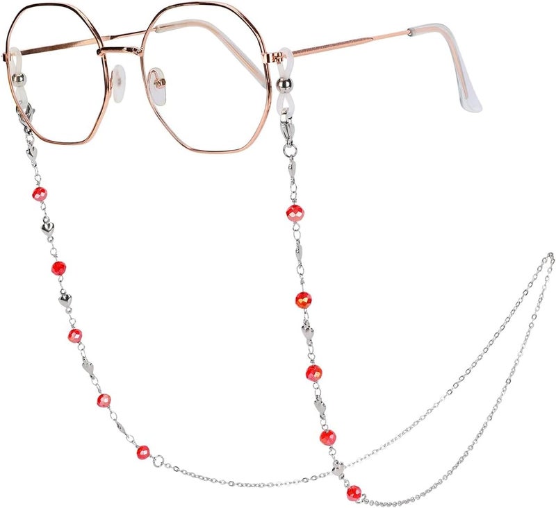 Hongeely Eyeglass Chain Silver Stainless Steel Handmade Necklace for Reading Glasses Sunglass Beaded Chains for Men Women - Image 1